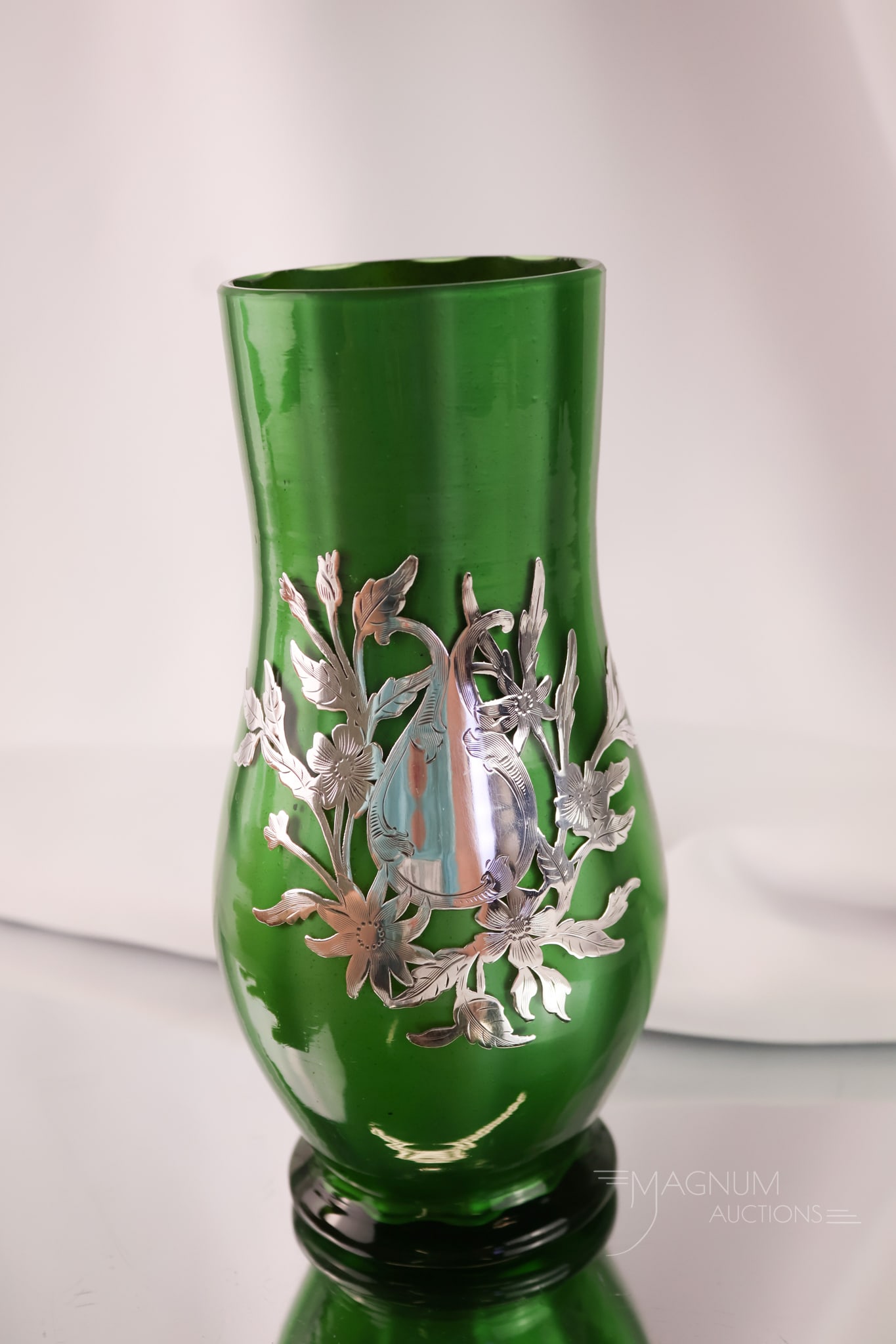 Loetz Metallin Silver Overlay Art Nouveau Glass Vase (1 of 6)
