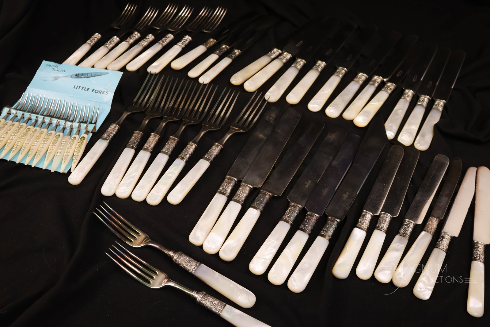 52 pc Lot Mother of Pearl Handled Silverplate Flatware (1 of 7)