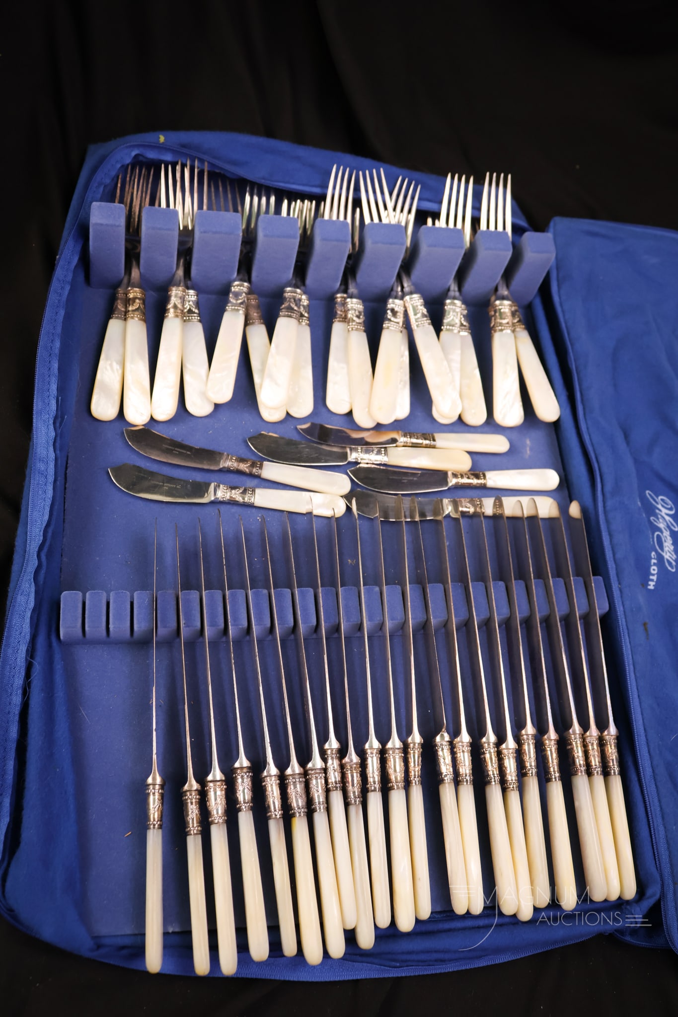 45 pc Lot Mother of Pearl Handled Silverplate Flatware (1 of 6)