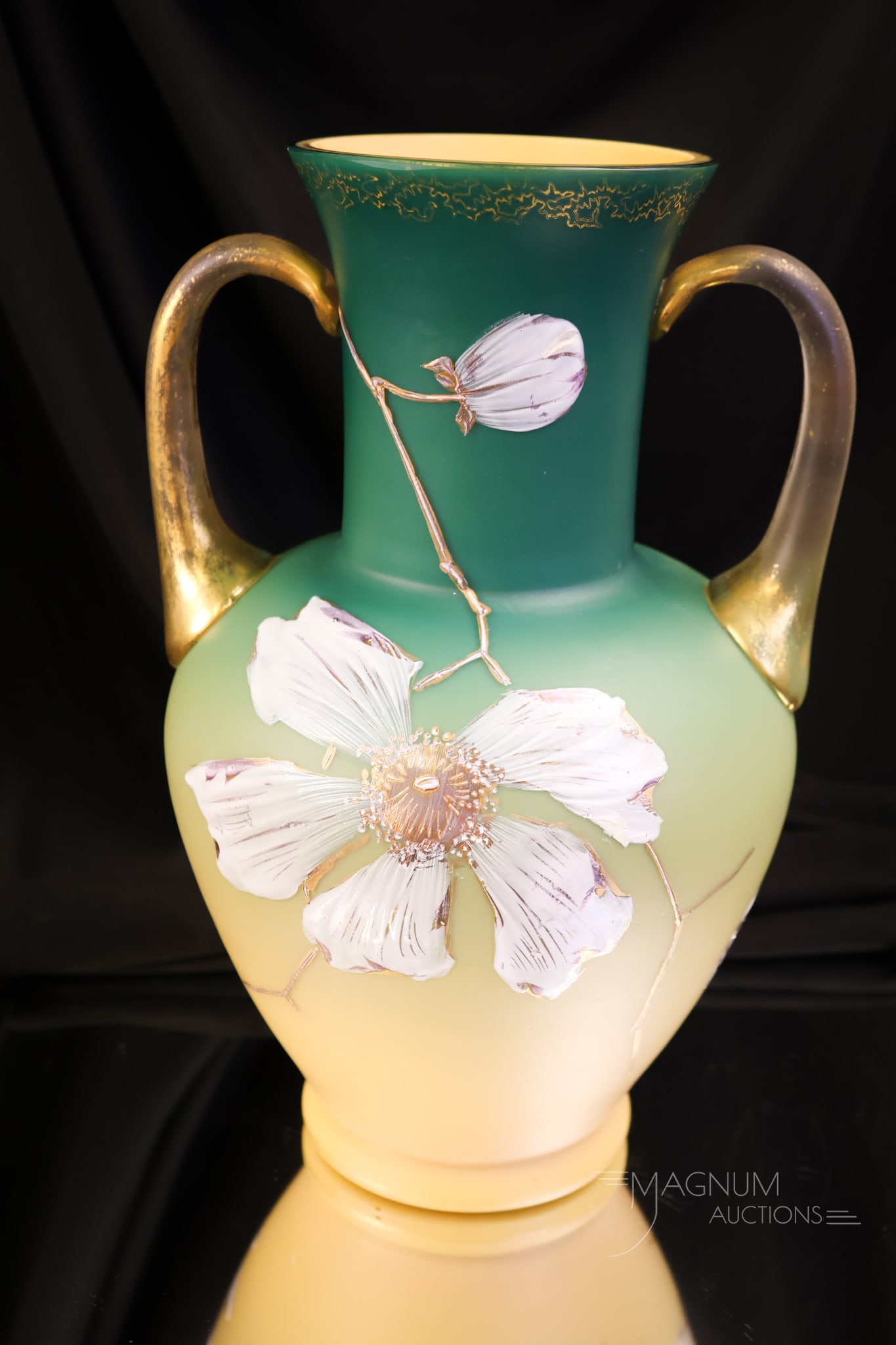 Loetz "Sphinx" circa 1891 Art Nouveau Uranium Enamelled Glass Vase (1 of 6)