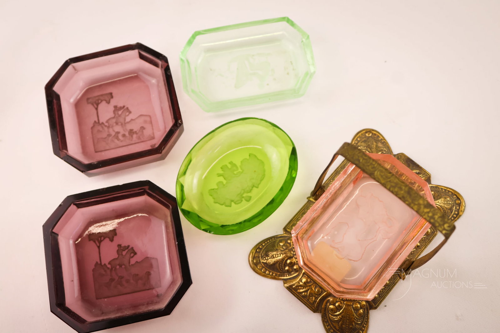 5 pc Lot Czech Intaglio Open Salts One in Frame (1 of 10)