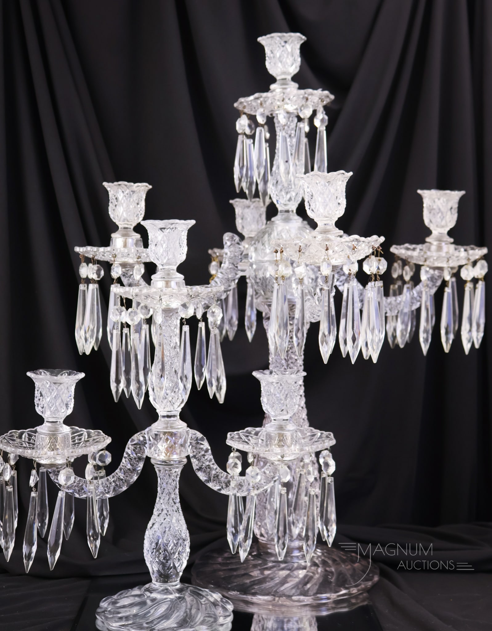 2 pc Duncan & Miller Elegant Glass "Sandwich" Candleabrum (1 of 8)
