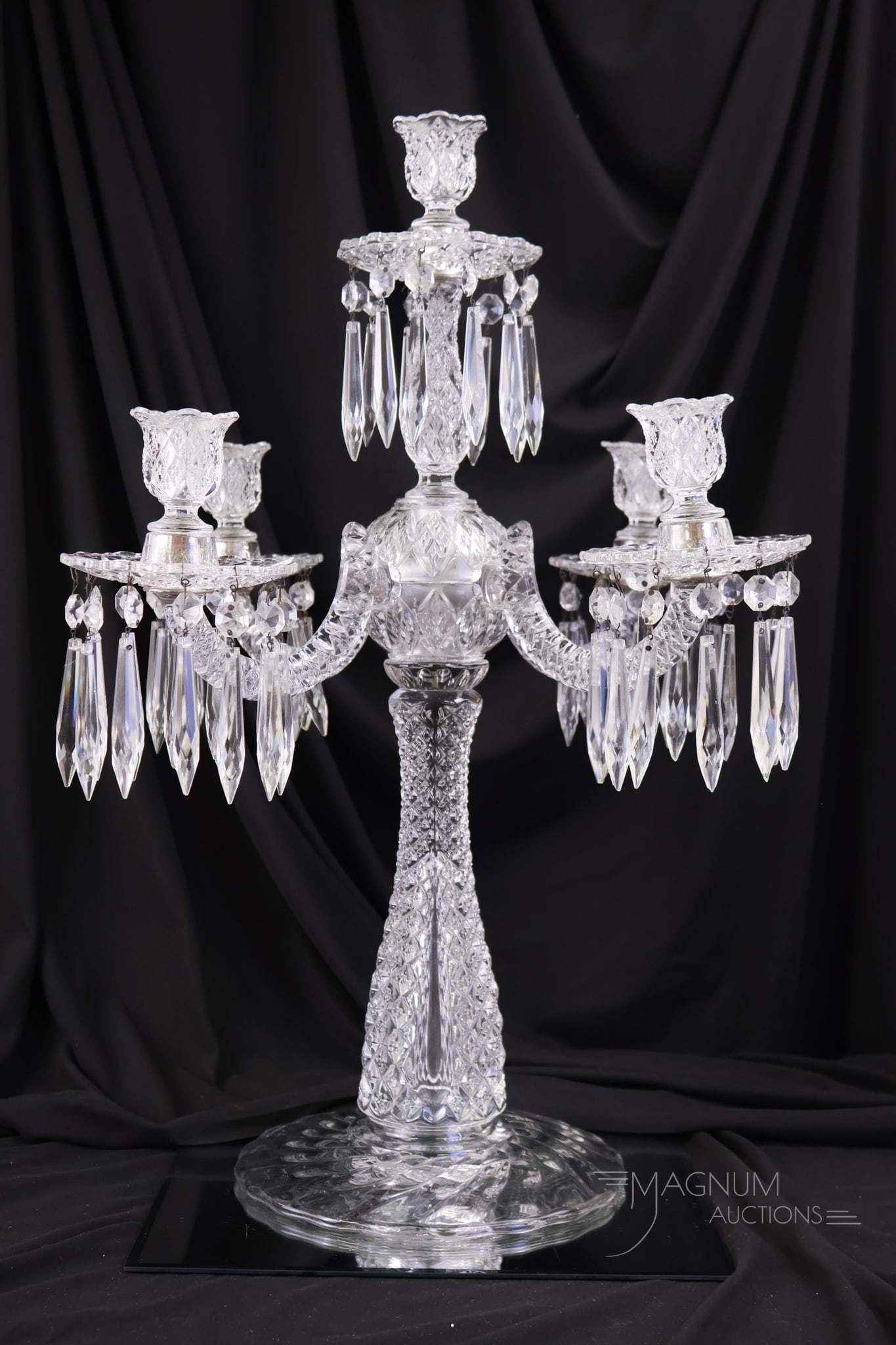 Duncan & Miller Elegant Glass "Sandwich" 5-light Candleabrum (1 of 6)