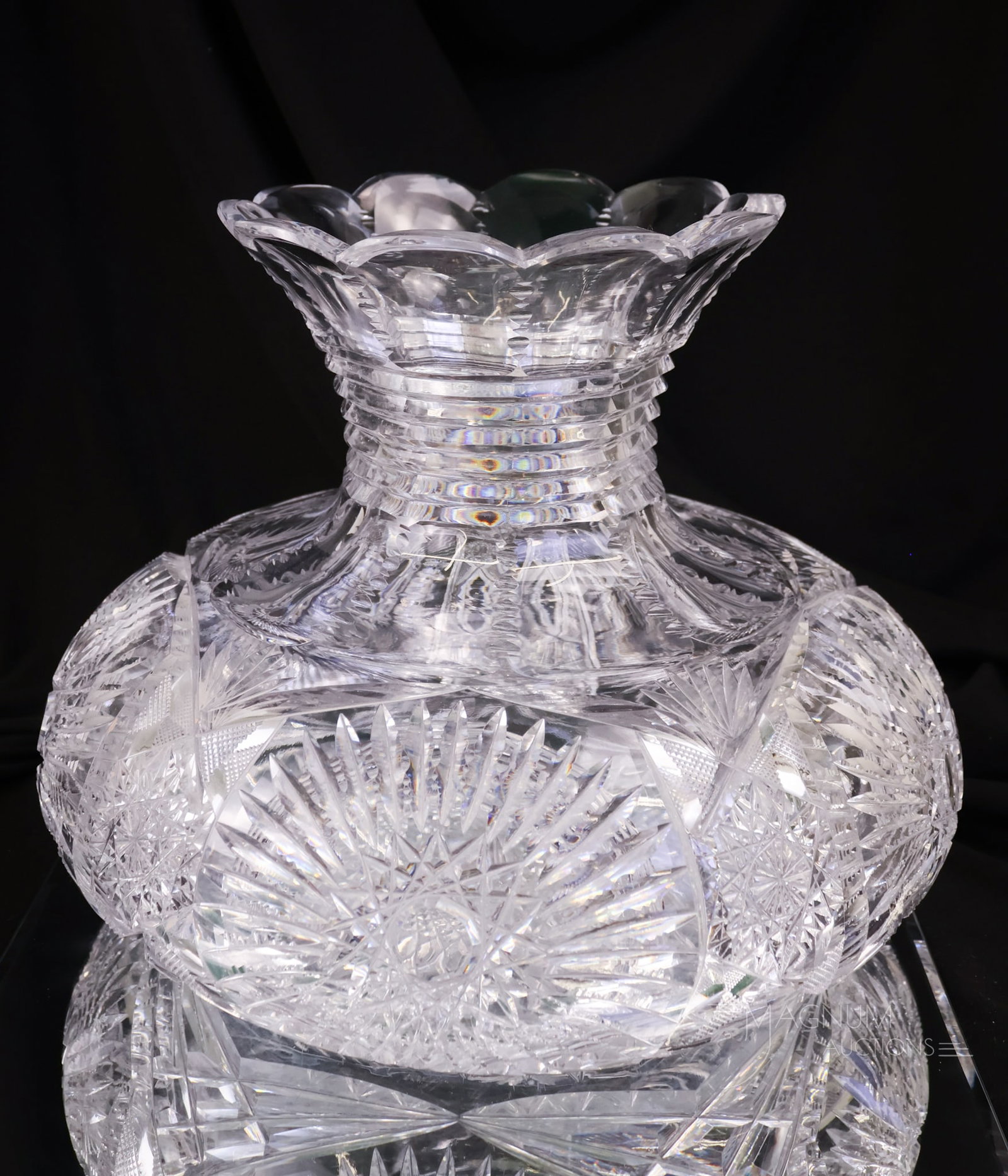 American Brilliant Cut Glass Flower Center Vase (1 of 8)
