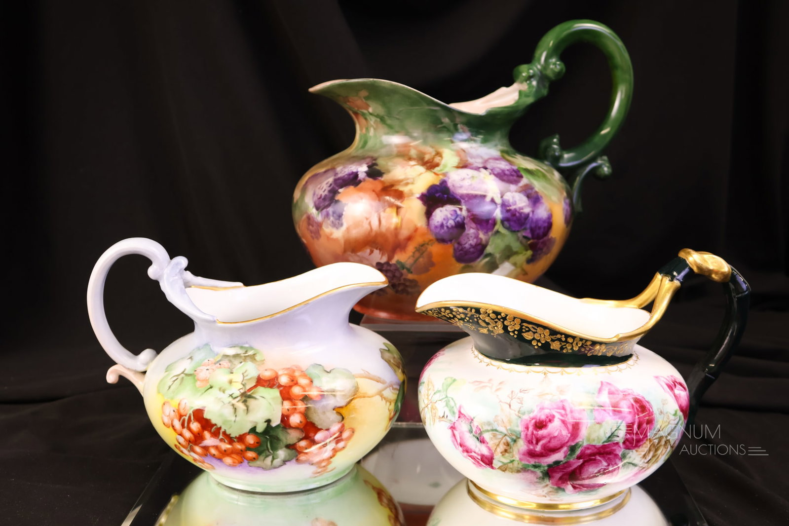 3 pc Lot Hand Painted Porcelain Pitchers Limoges Rosenthal & Lotusware (1 of 11)