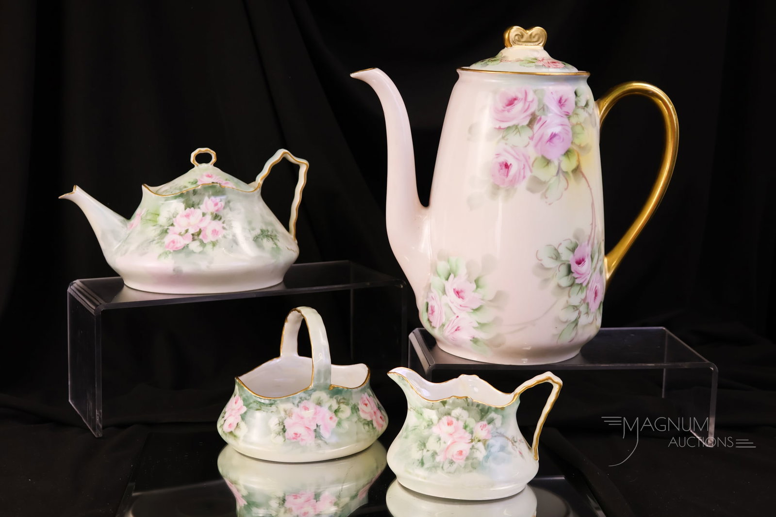 4 pc Lot Roses Hand Painted Porcelain Limoges (1 of 12)