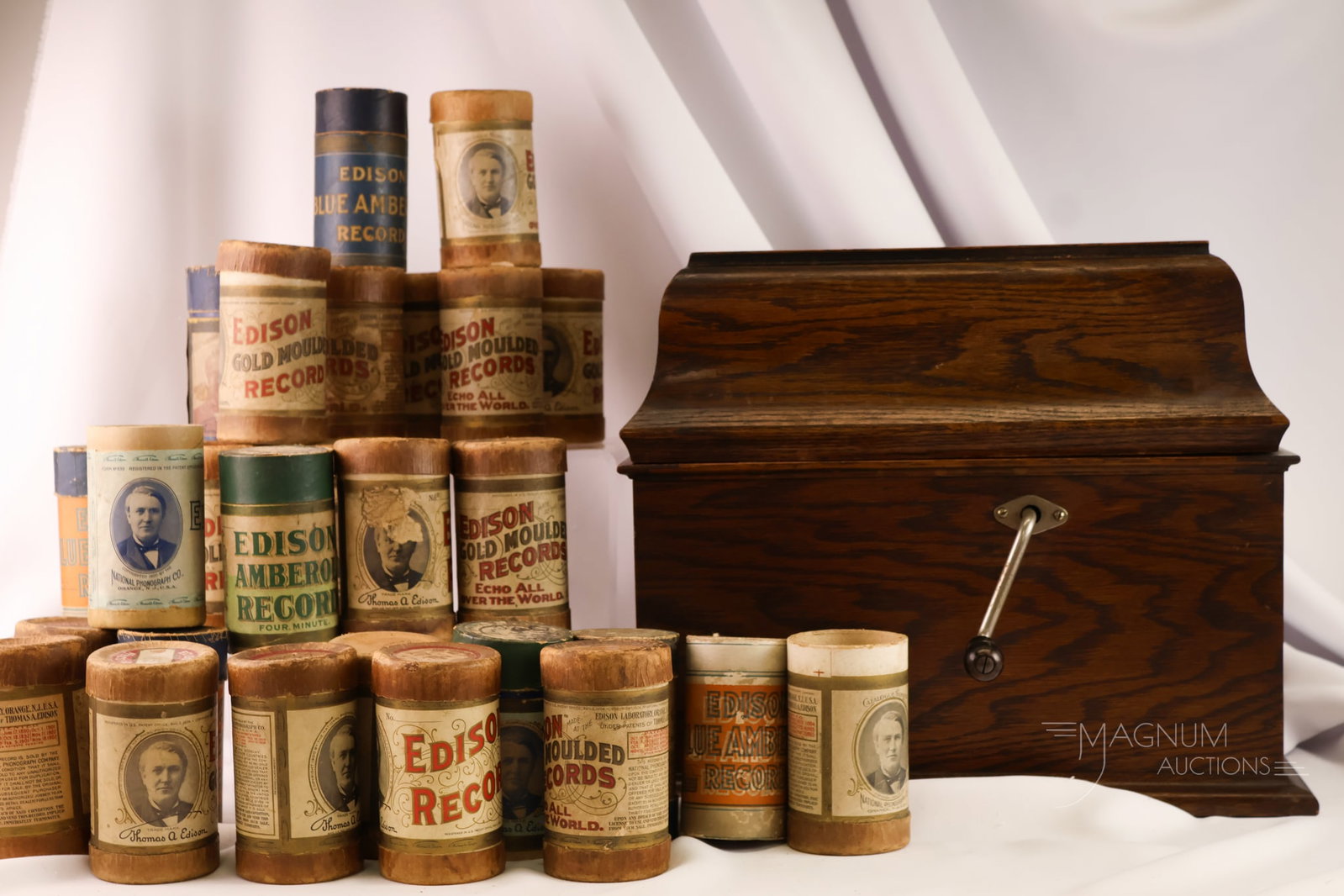 Edison Amberola 30 Tabletop Cylinder Phonograph w/ Internal Horn & 28 Cylinder Boxes w/ 18 Cylinders (1 of 20)