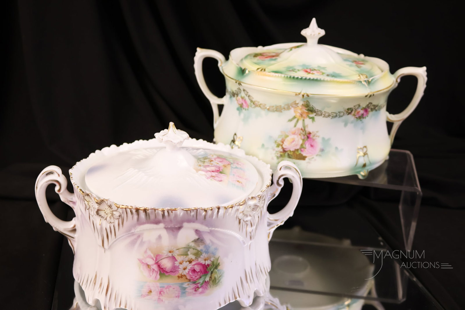 2 pc Lot R.S. Prussia Biscuit Jars Icicle Mold & More (1 of 10)