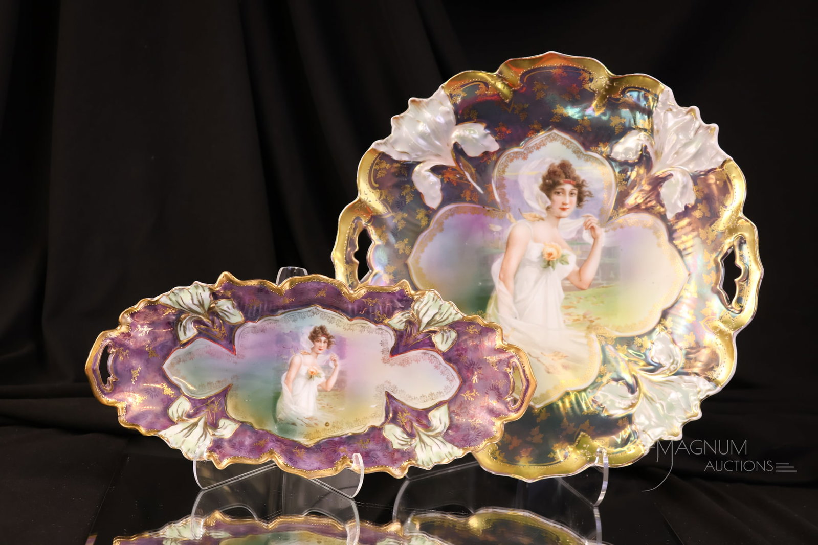 2 pc Lot R.S. Prussia Iridescent Portrait Lily Mold Pieces (1 of 5)
