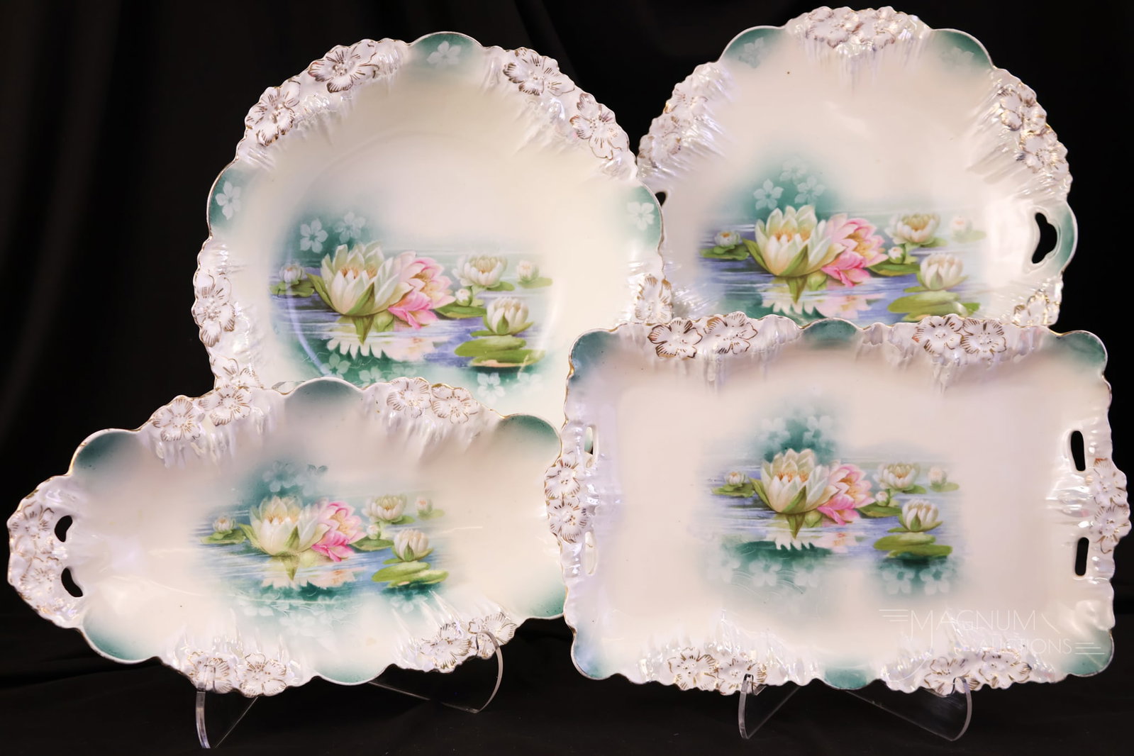 4 pc Lot R.S. Prussia "Waterlily" Mold Porcelain (1 of 8)