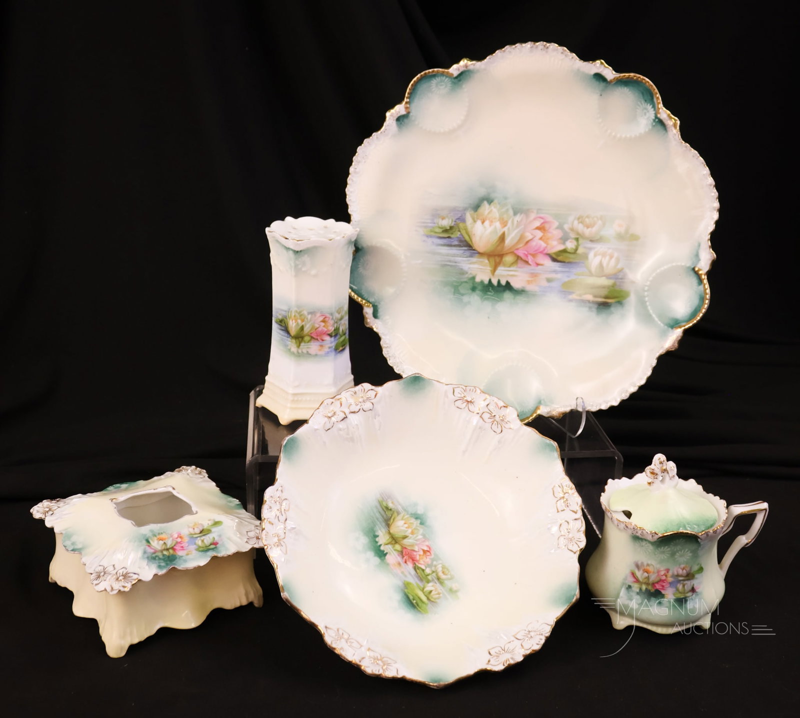 5 pc Lot R.S. Prussia "Waterlily" Mold Porcelain (1 of 12)