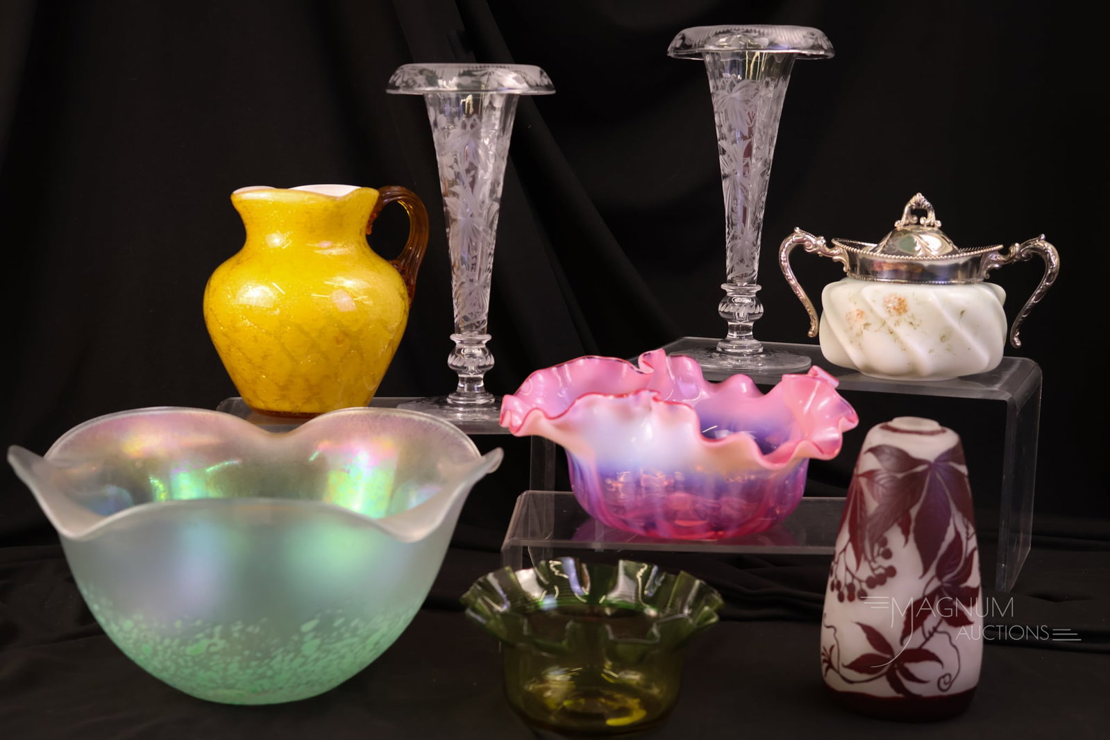 8 pc Lot Instant Glass Collection Libbey Wavecrest Phoenix Opalescent (1 of 10)