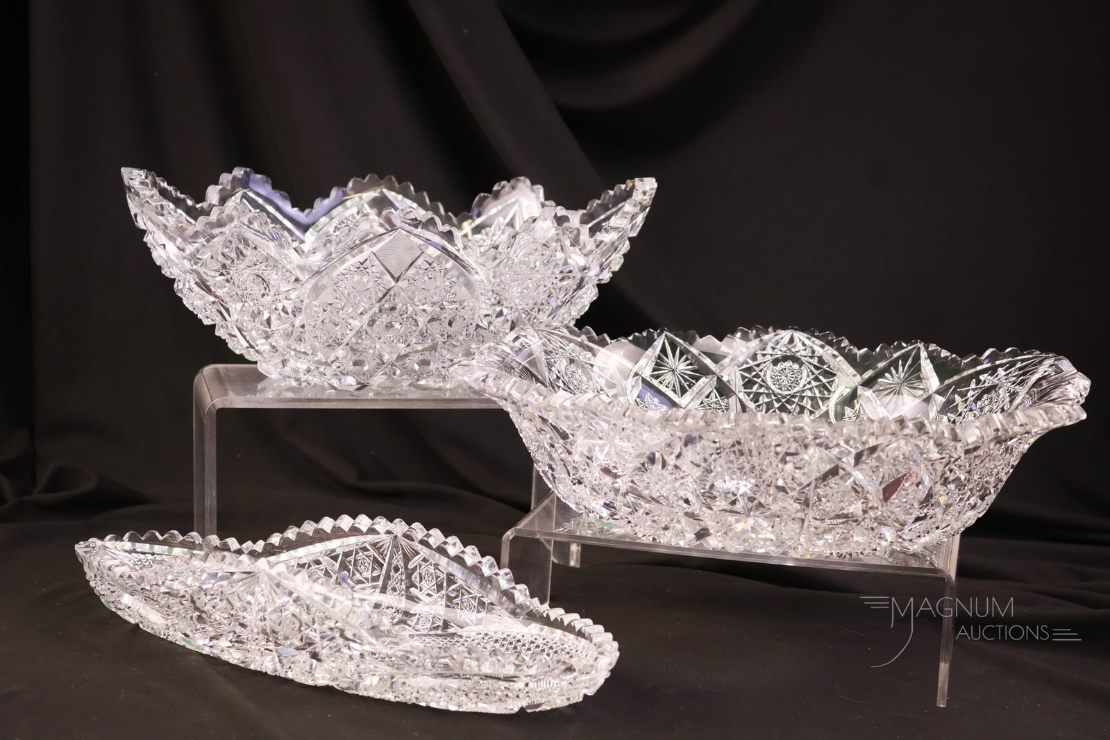 3 pc Lot American Brilliant Cut Glass (1 of 7)