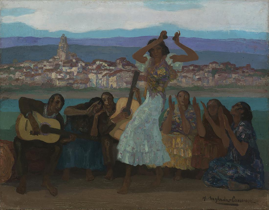 HERMENEGILDO ANGLADA CAMARASA (Barcelona, 1871 -: HERMENEGILDO ANGLADA CAMARASA (Barcelona, 1871 - PollenÃ§a, Mallorca, 1959)."The crown tango".Oil on canvas.Signed in the lower right corner.Measurements: 62.5 x 80 cm; 81.5 x 99 cm (frame).Provenan