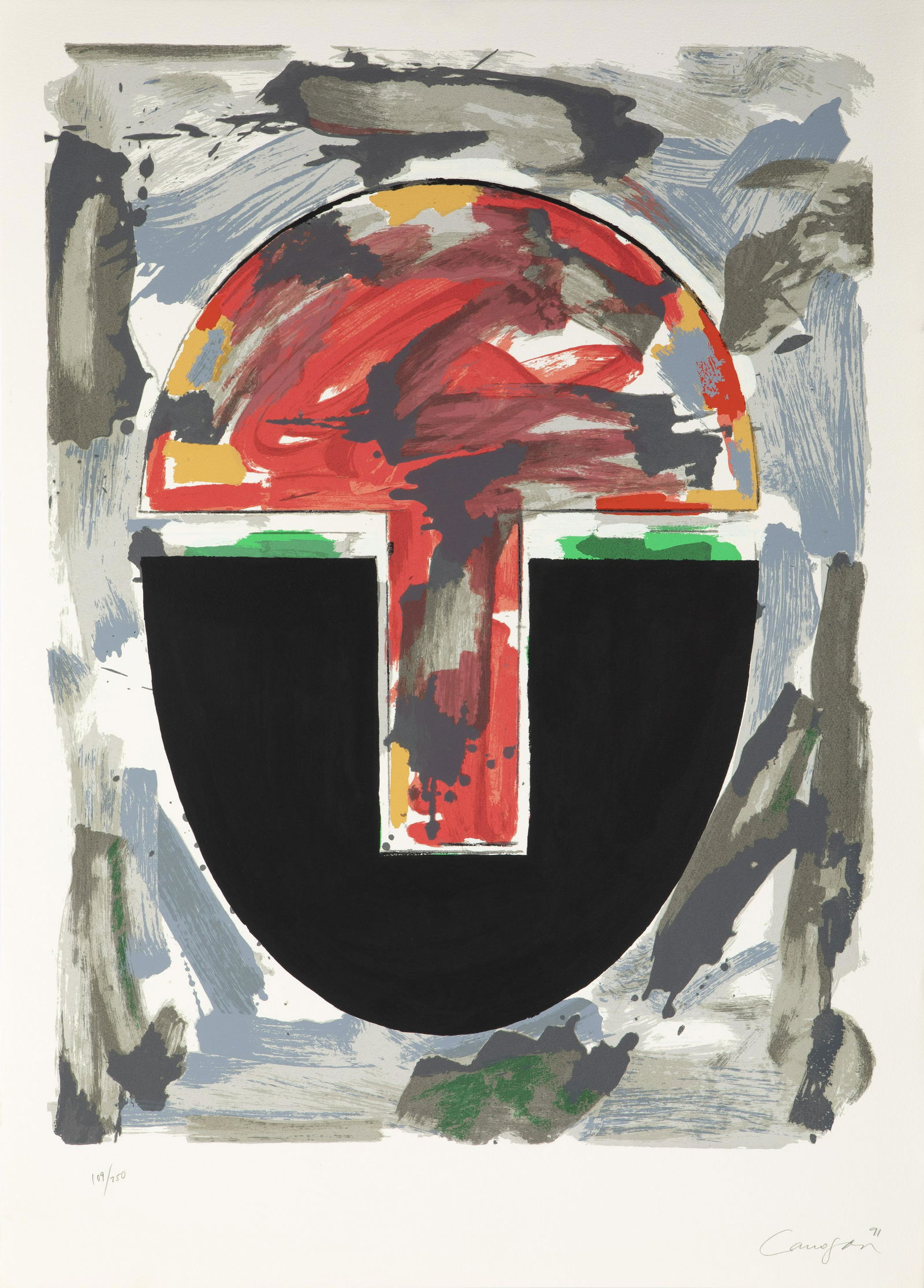 RAFAEL CANOGAR GÃ“MEZ (Toledo, 1935). Untitled, 1991,: RAFAEL CANOGAR GÃ“MEZ (Toledo, 1935).Untitled, 1991, from the Olympic Centennial Suite.Silkscreen on VÃ©lin d'Arches paper of 270 grams, 109/250.Signed, dated and justifiedMeasurements: 90 x 63 c