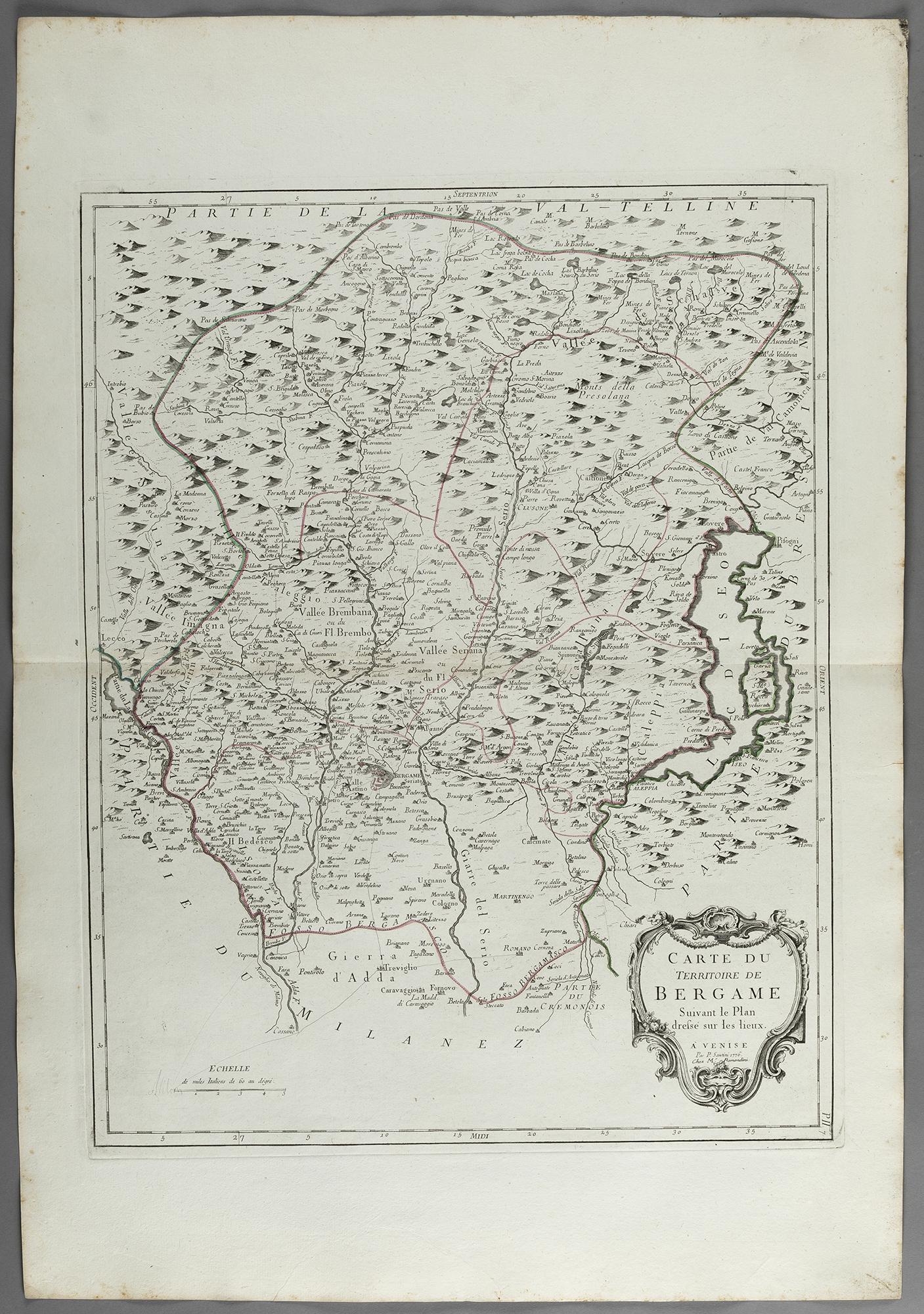 "MAP OF THE TERRITORY OF BÃ‰RGAMO", map belonging to (1 of 4)