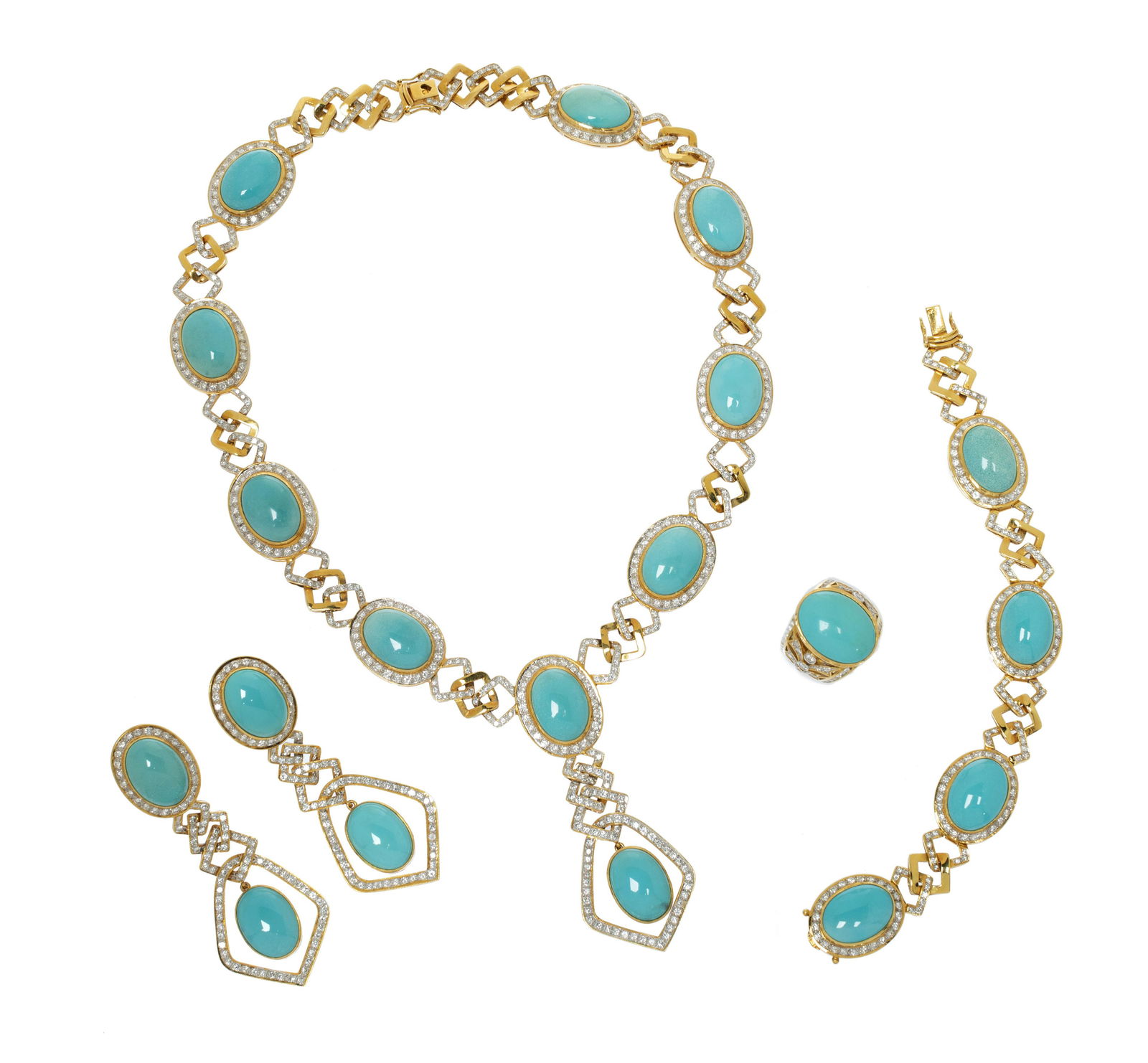 Set of necklace, bracelet, ring and pair of earrings in (1 of 7)