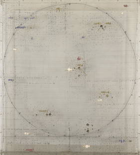 ENRIQUE BRINKMANN (MÃ¡laga, 1938). "Study of sunspots: ENRIQUE BRINKMANN (MÃ¡laga, 1938)."Study of sunspots according to Galileo", 2003.Oil, graphite and string on steel mesh.Signed and dated on the back.Work referenced on the artist's website.Exhibitio