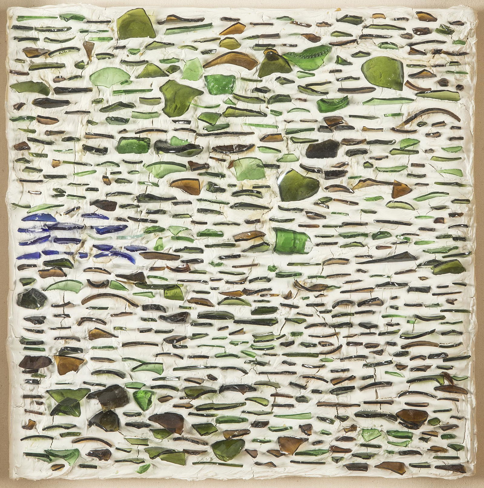 CARMEN CALVO (Valencia, 1950). "Games on the shore",: CARMEN CALVO (Valencia, 1950)."Games on the shore", 2005.Mixed media (collage with crystals).Signed, dated and titled on the back.Measurements: 50 x 50 cm; 72 x 72 cm (frame).Carmen Calvo studied at t