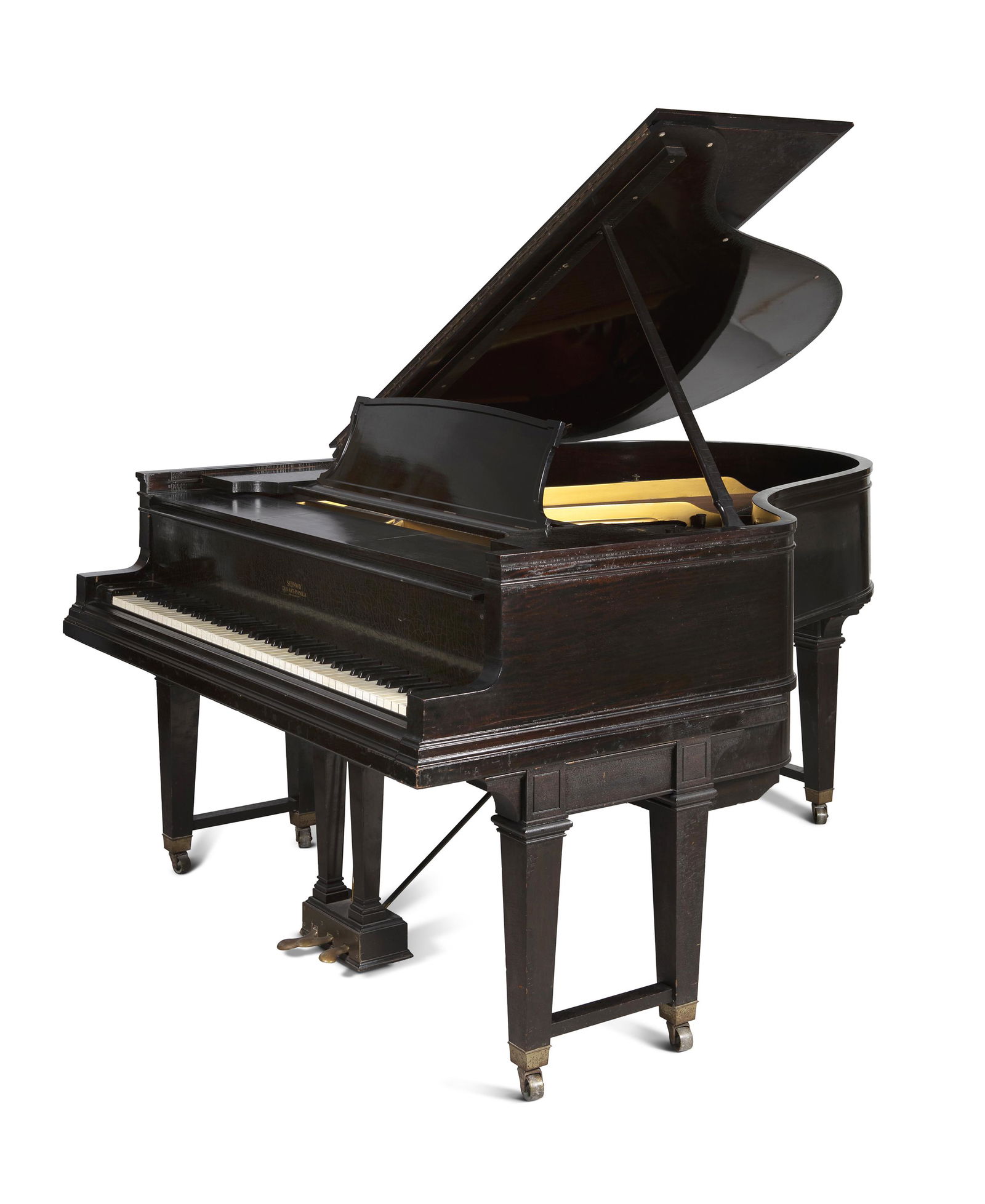 Piano-pianola Duo Art STEINWAY & SONS. New York, 1917.: Piano-pianola Duo Art STEINWAY & SONS. New York, 1917.Lacquered wood.Frame number 2634U. Serial number 186695.Accompanied by stool and two boxes with more than 50 rolls of sheet music.Measurements: 13