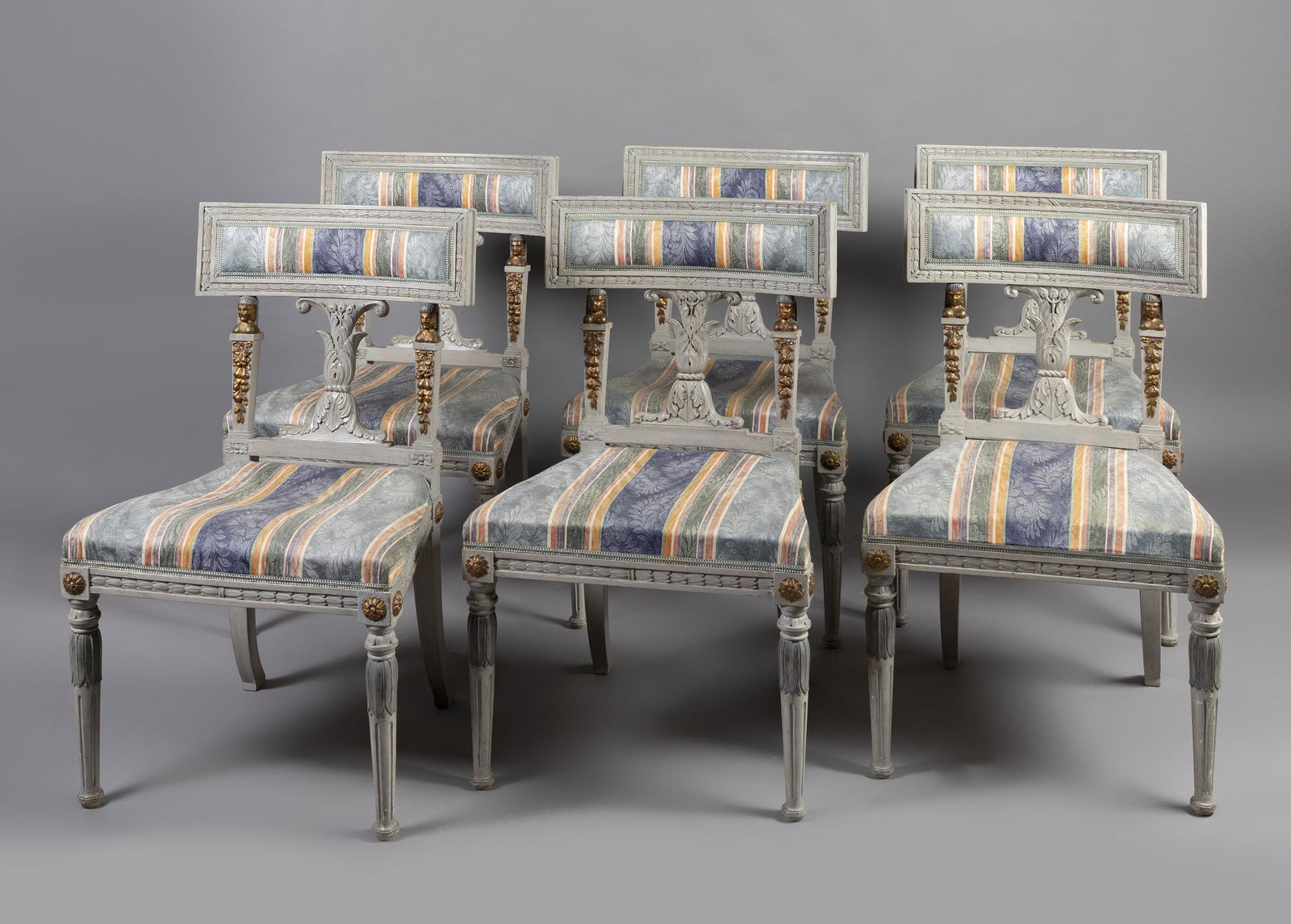 Six Gustavian style chairs. Sweden, first half of the (1 of 7)