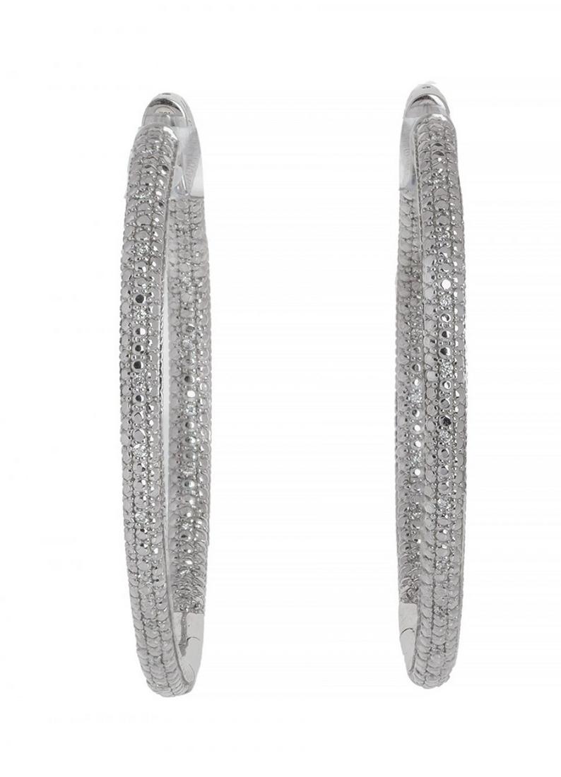 Creole earrings in 18 kt white gold. with brilliant cut (1 of 2)