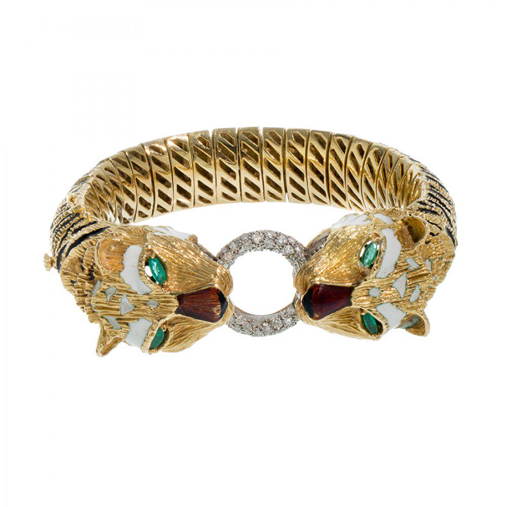 Bracelet in 18kt yellow gold, enamels. Articulated (1 of 4)
