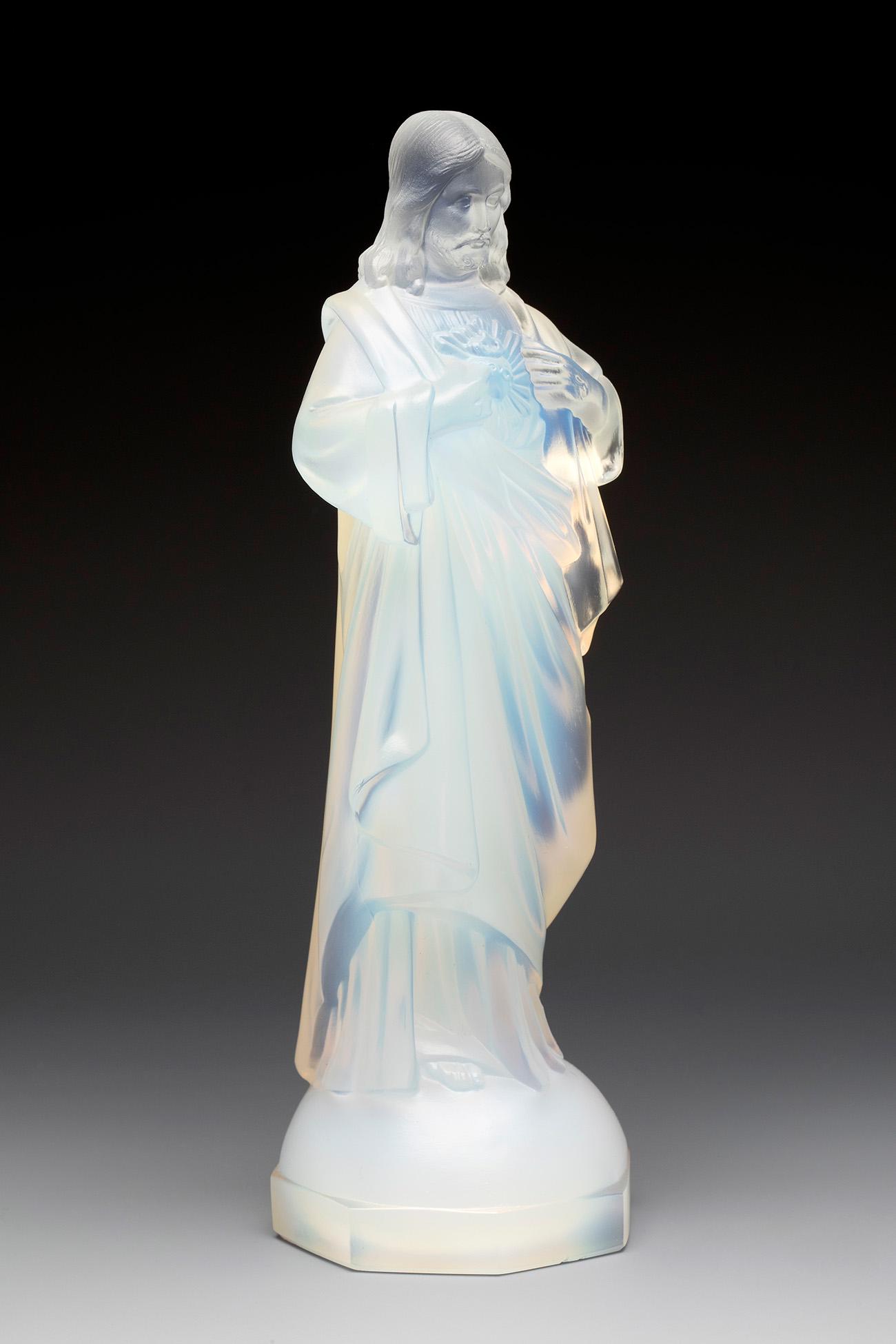 EDMOND ETLING (France, active 1820-1835). "Sacred Heart of Jesus".   Moulded glass, ca. 1930. Signed (1 of 4)