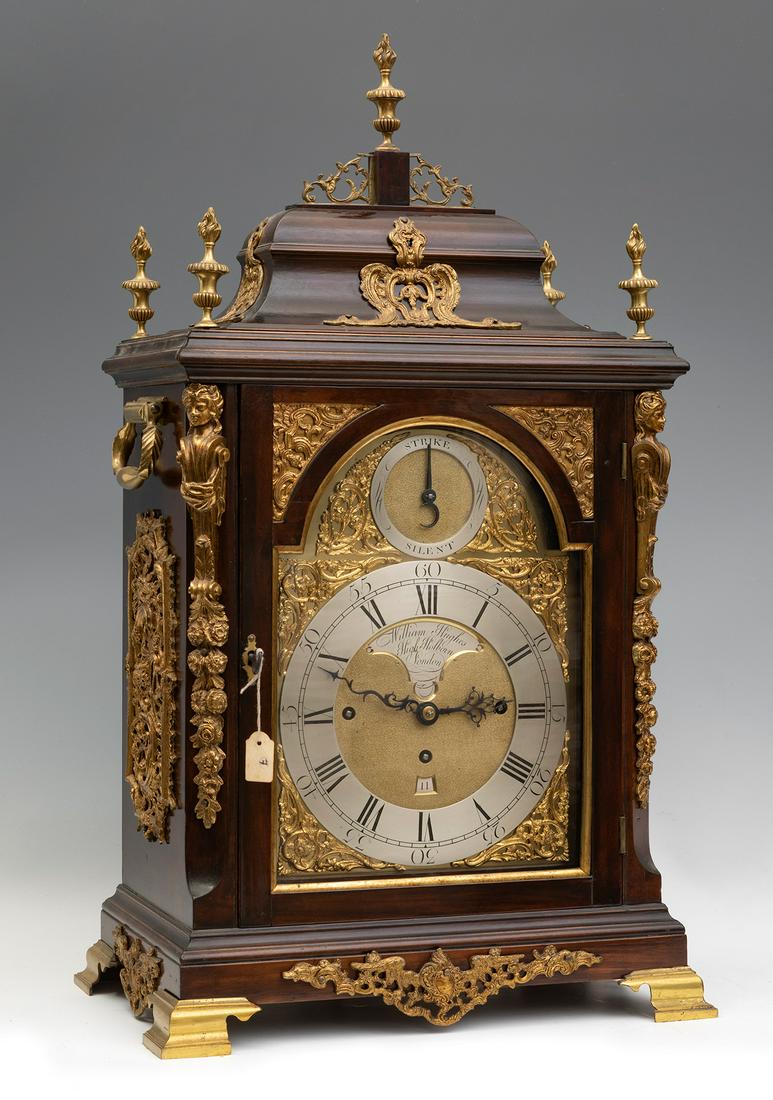 Bracket type watch, George III. Signed WILLIANS HUGHES. London, 1784.  Mahogany case, with important (1 of 7)