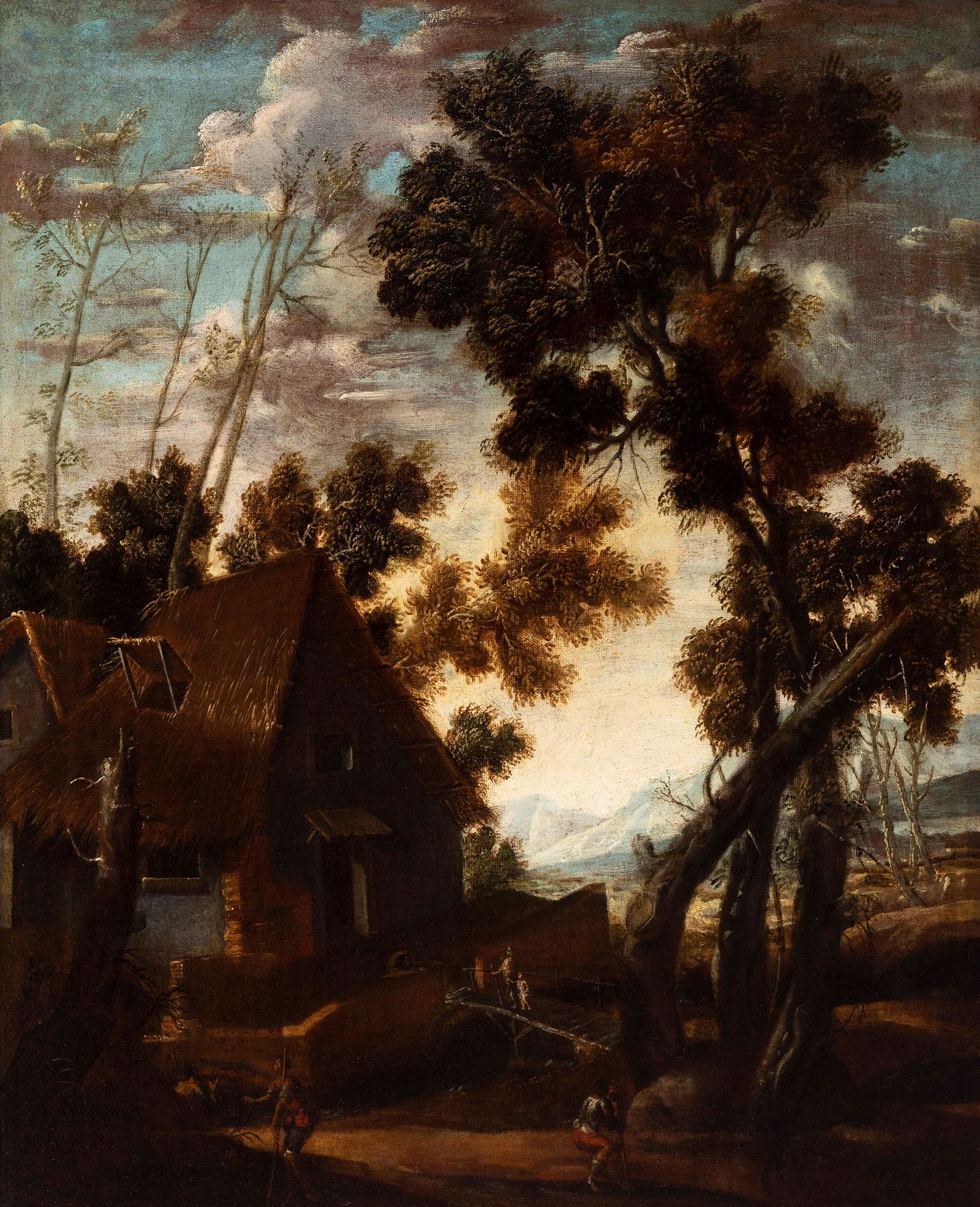 17th century Dutch school. "Landscape with figures".  Oil on canvas. (1 of 7)