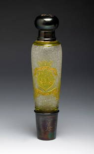 Art Nouveau Perfumer. Paris, France 1900. Moulded glass, acid-etched. Silver. Provenance: Private: Art Nouveau Perfumer. Paris, France 1900. Moulded glass, acid-etched. Silver. Provenance: Spanish private collection, formed between 1970 and 1995. Measurements: 14,5 cm (height); 3,5 cm (largest diam