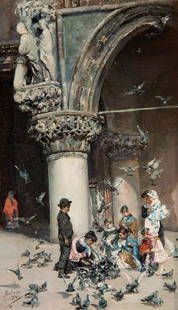 JOSÃ‰ GALLEGOS Y ARNOSA (Jerez de la Frontera, CÃ¡diz, 1857 â€“ Anzio, Italy, 1917). â€œExterior: JOSÃ‰ GALLEGOS Y ARNOSA (Jerez de la Frontera, CÃ¡diz, 1857 - Anzio, Italy, 1917). "Scene outside the Basilica of San Marco. Oil on panel. Signed and located (Venice) in the lower right area.