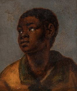 Flemish school; second third of the seventeenth century. "Young African" Oil on copper. It presents: Flemish school; second third of the 17th century. "Young African boy". Oil on copper. With repainting and restorations. Regency style frame of the XVIIIth century, with damages. Measurements: 10 x 9