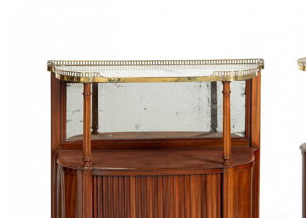 Pair of sideboards Directory. France, late 18th century. Mahogany wood and gilt metal applications.: Pair of sideboards Directory. France, late 18th century. Mahogany wood and gilt metal applications. Measurements: 104 x 78 x 35 cm. Pair of sideboards of identical structure, raised on four legs of