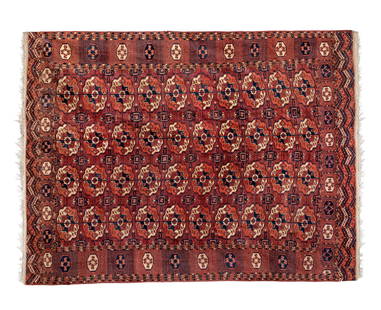 An antique Turkish carpet, 19th century. Knotted in wool. 500.000 knots/m2. In good condition.: An antique Turkish carpet, 19th century. Knotted in wool. 500,000 knots/m2. In good state of preservation. Measurements: 290 x 220 cm. 100% wool. It has a dark red field covered by a regular,