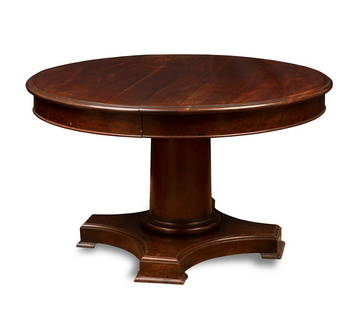 Dining table, extendable with two extensions. Wood.: Dining table, extendable with two extensions. Wood. Measurements: 73,5 x 122 x 122 cm. (closed); 73,5 x 122 x 203 cm. (extended). Dining table entirely made of wood, with a circular top when closed