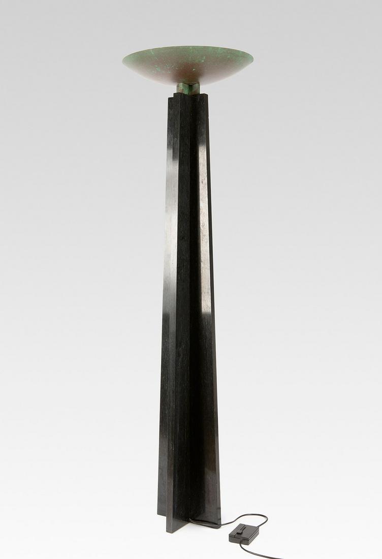 MASSIMO & LELLA VIGNELLI (Milan, 1931-2014). Floor lamp Model Wagneriana. Black marble. Published by: MASSIMO & LELLA VIGNELLI (Milan, 1931-2014). Floor lamp Model Wagneriana. Black marble. Published by Casigliani, Pisa, Italy, 1986. Dimensions: 178 x 49,5 x 49,5 cm. Floor lamp designed by the couple