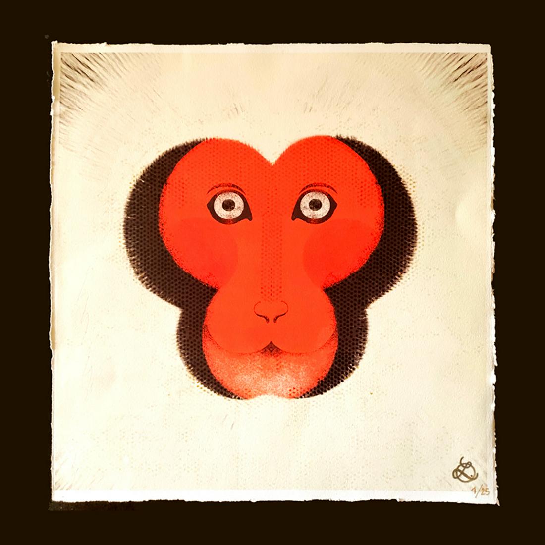 LUCILLA TUBARO (Rome, 1987). "Japanese white macaque". Digital art on 100% cotton Canson paper.: LUCILLA TUBARO (Rome, 1987). "Japanese white macaque". Digital art on 100% cotton Canson paper. Signed. This work will be available approximately 15 days after payment. Size: 33 x 33 cm. Trained at th