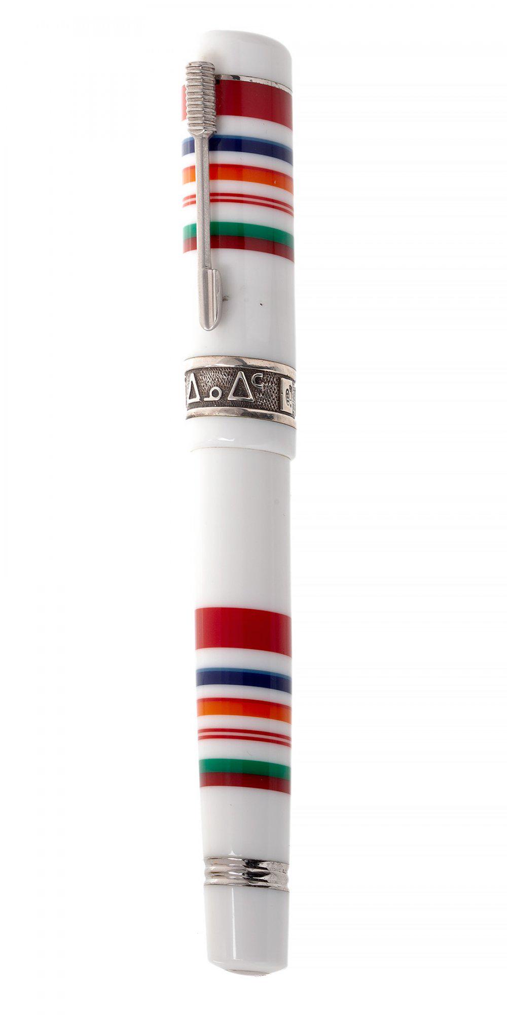 DELTA INUIT FOUNTAIN PEN, INDIGENOUS PEOPLES SERIES. Resin body. M nib, in silver. Lever loading, (1 of 3)