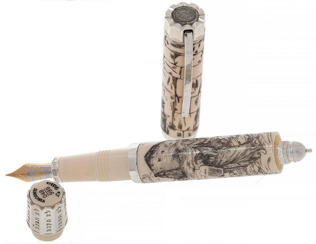 VISCONTI FOUNTAIN PEN, LIMITED EDITION "LA BIBLIA". Barrel made of whalebone engraved with drypoint (1 of 5)