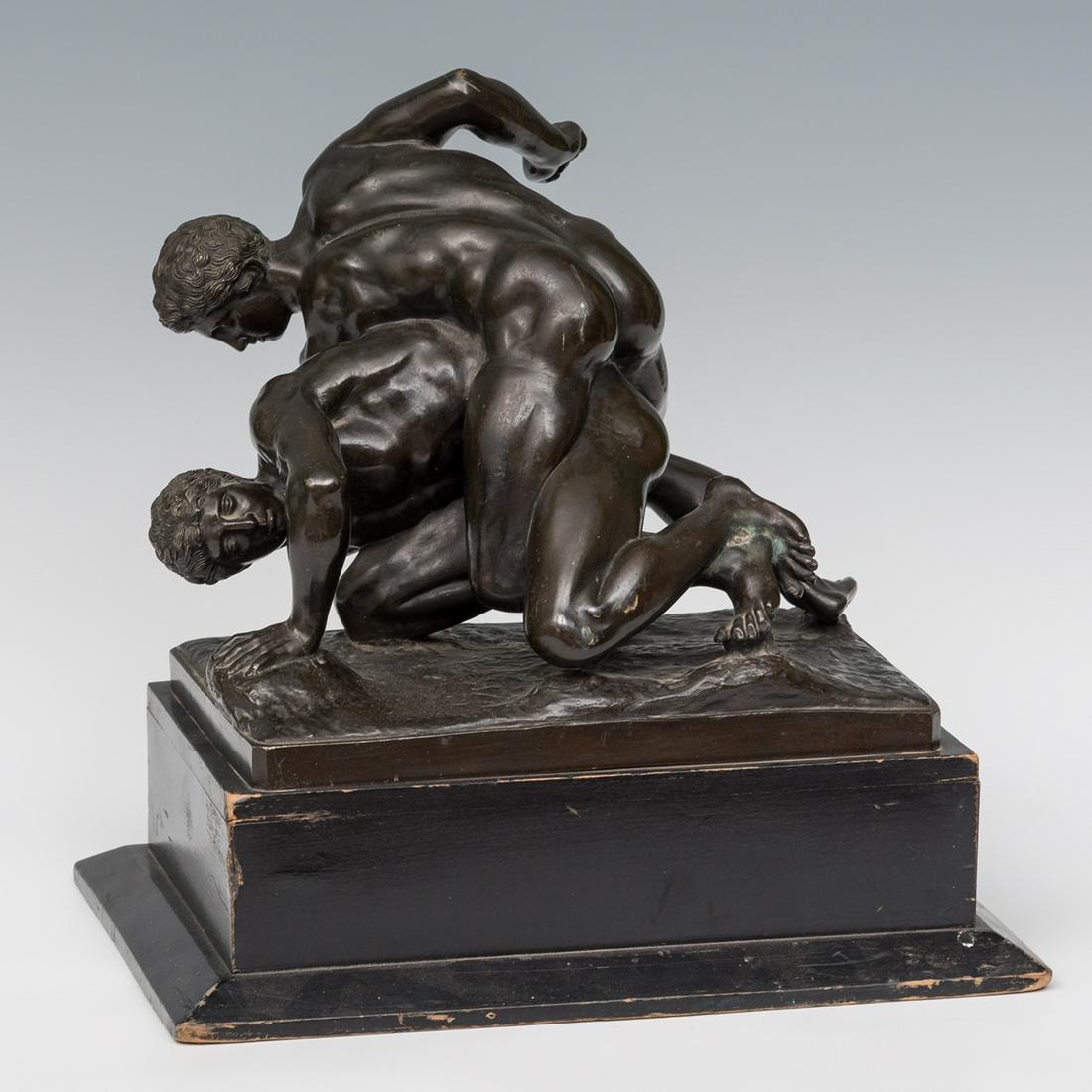 The fighters; Italy, early 19th century. Bronze. Signed Canova. It has a later ebonized wood base. (1 of 7)