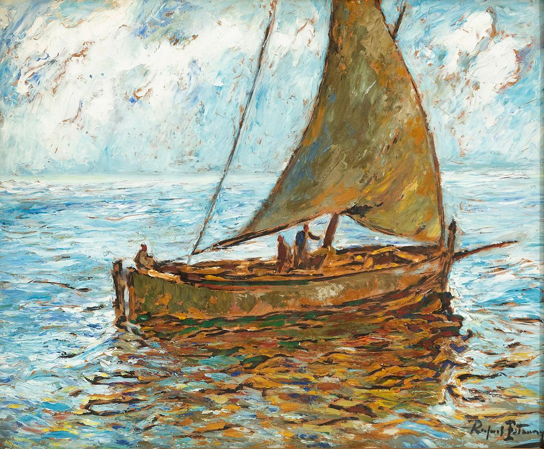 RAFAEL ESTRANY I ROS (MatarÃ³, Barcelona, 1884 - Barcelona, 1958). "Boat". Oil on tÃ¡blex. Signed in (1 of 4)