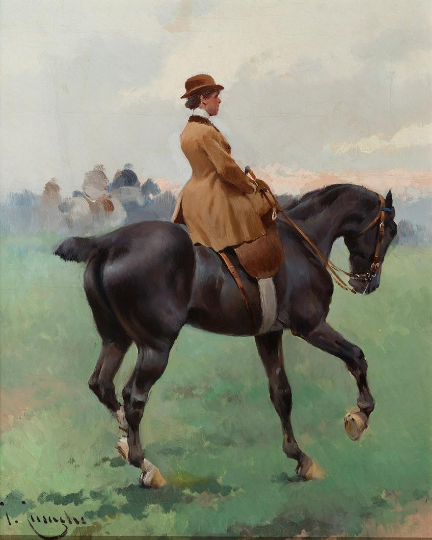 JOSÃ‰ CUSACHS Y CUSACHS (Montpellier, France, 1851 - Barcelona, 1908). "Amazona".  Oil on canvas. (1 of 6)