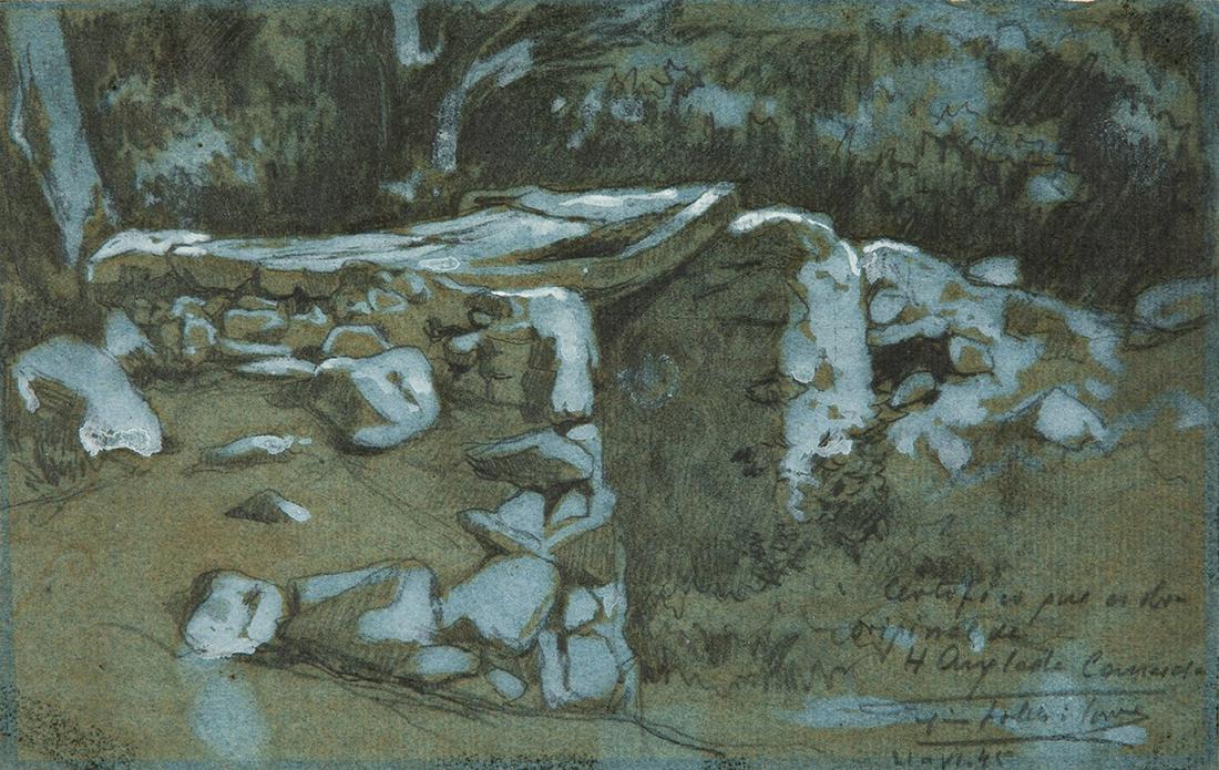 HERMENEGILDO ANGLADA CAMARASA (Barcelona, 1871 - PollenÃ§a, Mallorca, 1959). "Landscape". Pencil and: HERMENEGILDO ANGLADA CAMARASA (Barcelona, 1871 - PollenÃ§a, Mallorca, 1959). "Landscape". Pencil and chalk on paper. Certified by Josep Maria Folch i Torres in the lower right-hand corner. Measureme