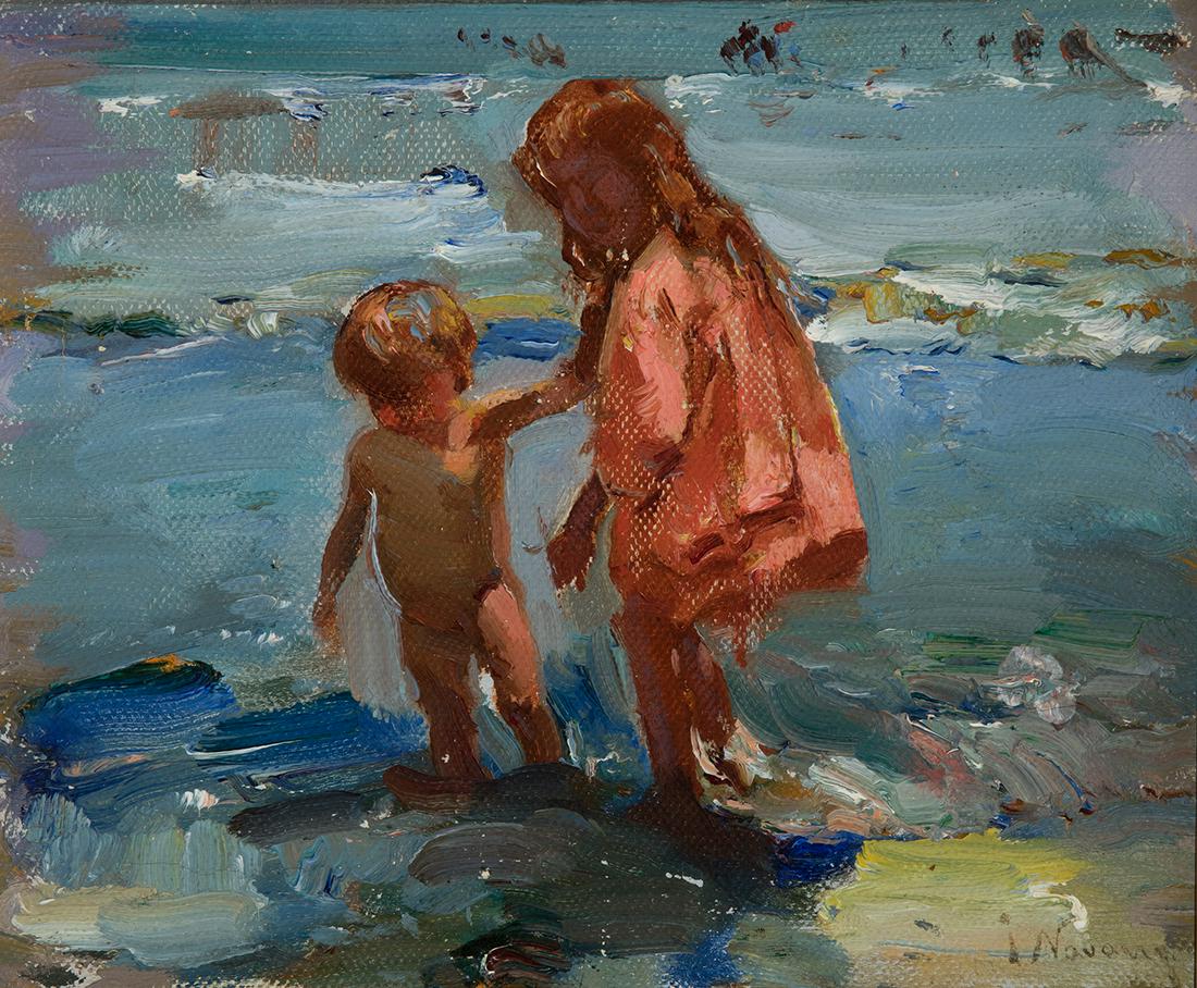 JOSÃ‰ NAVARRO LLORENS (Valencia, 1867 â€“ 1923). No title. Oil glued to board. Signed in the lower (1 of 4)