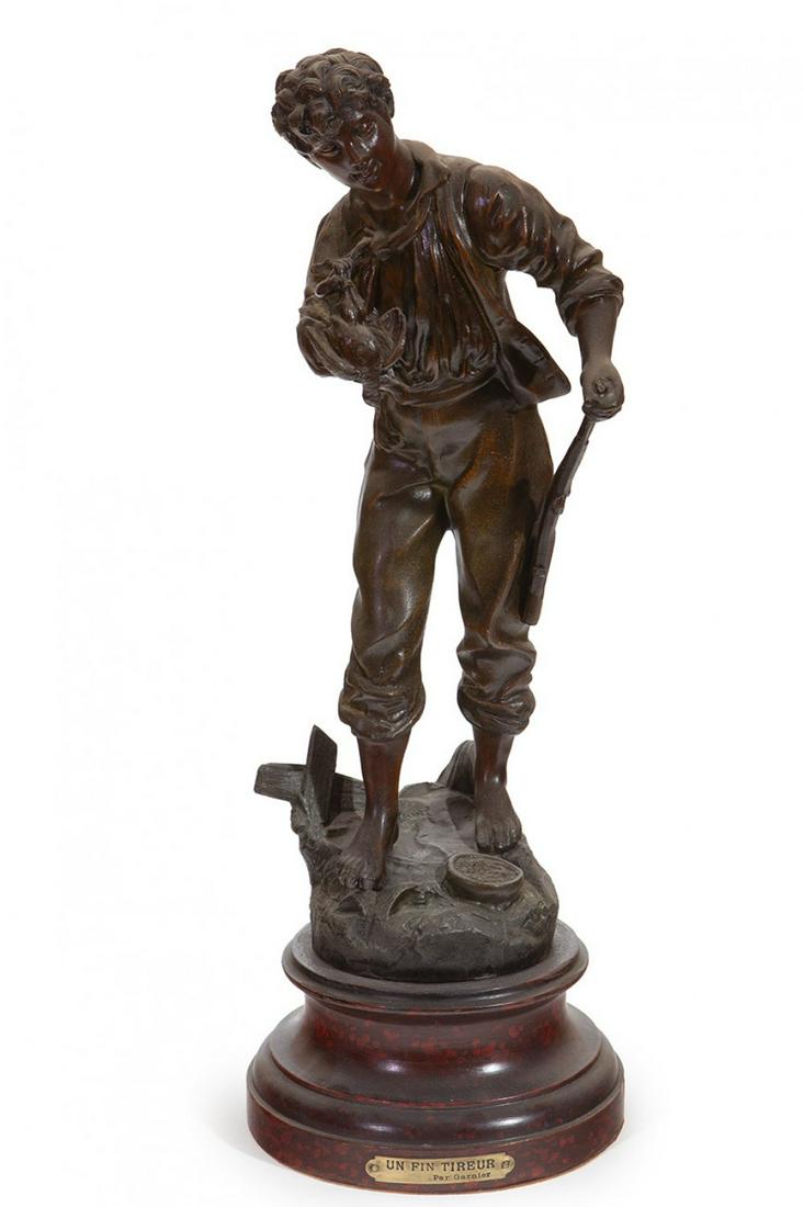 JEAN GARNIER (1853 - 1910, Francia) "A tireur end". Bronze sculpture. No signature. (1 of 5)