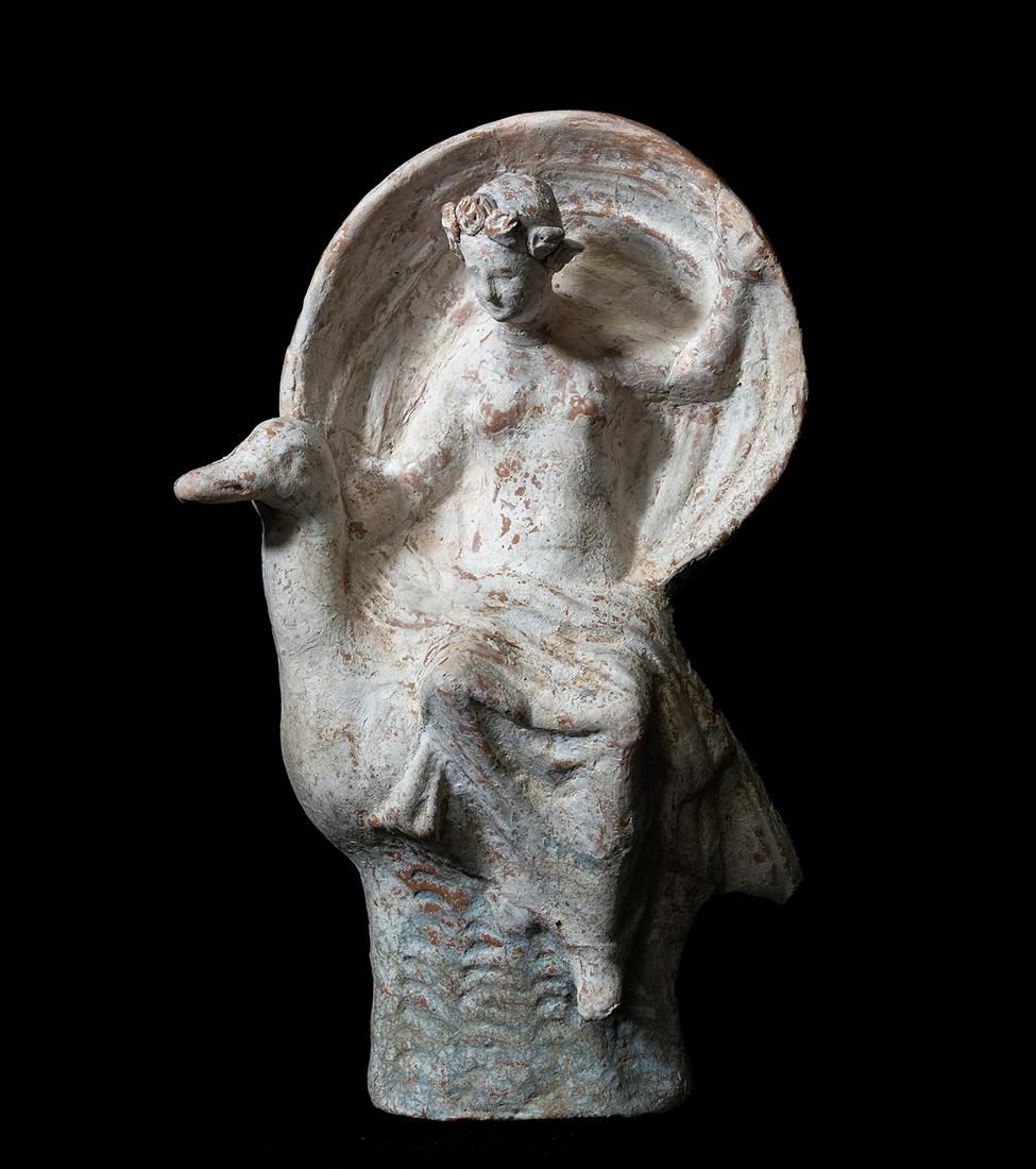 Leda and the swan. Greek (Canossan), ca. 400-300 B.C. Terracotta. In good condition. (1 of 7)