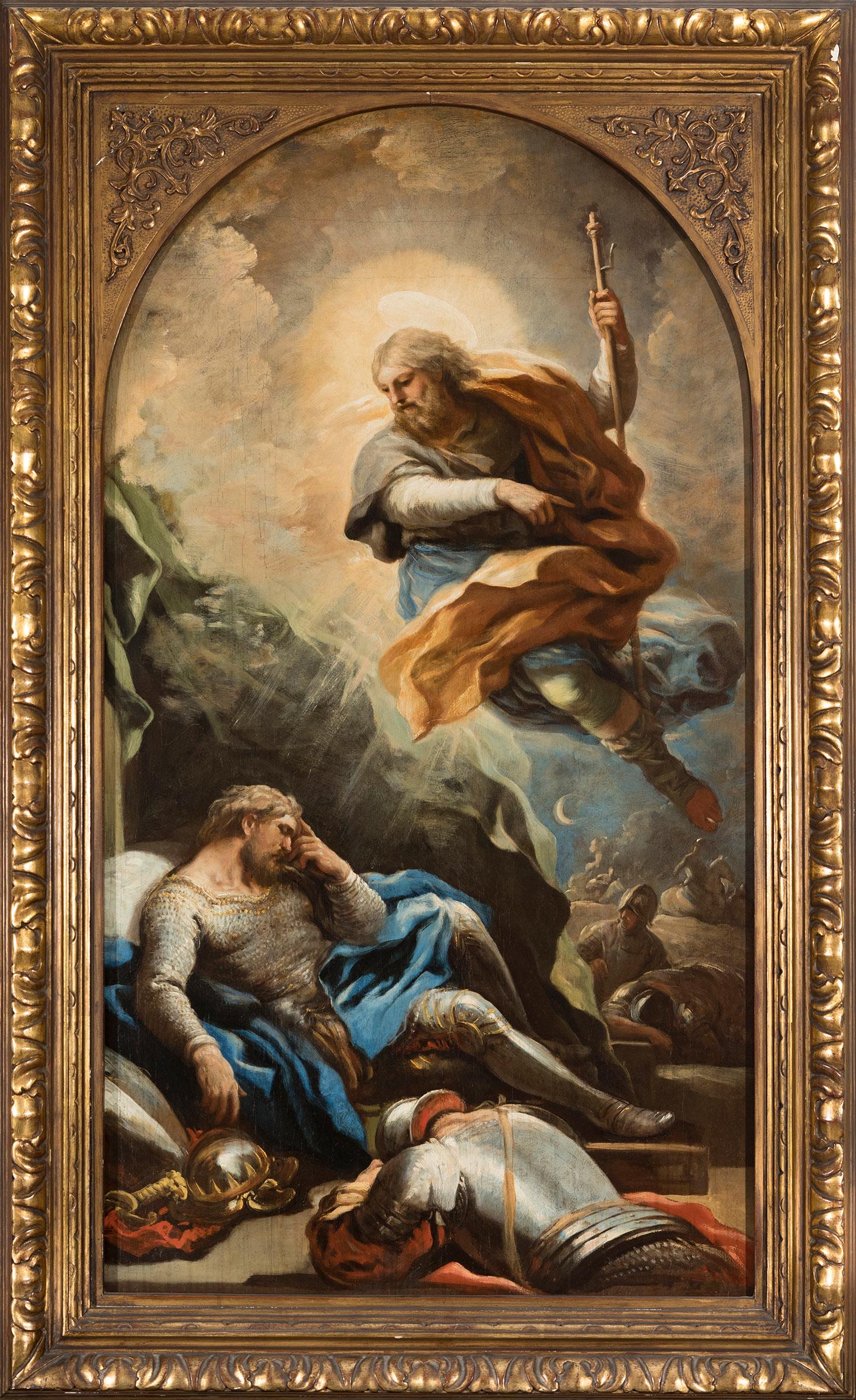 LUCA GIORDANO (Naples, 1634 - 1705). "Apparition of Christ to Constantine"c.  Oil on panel. Marbled (1 of 4)