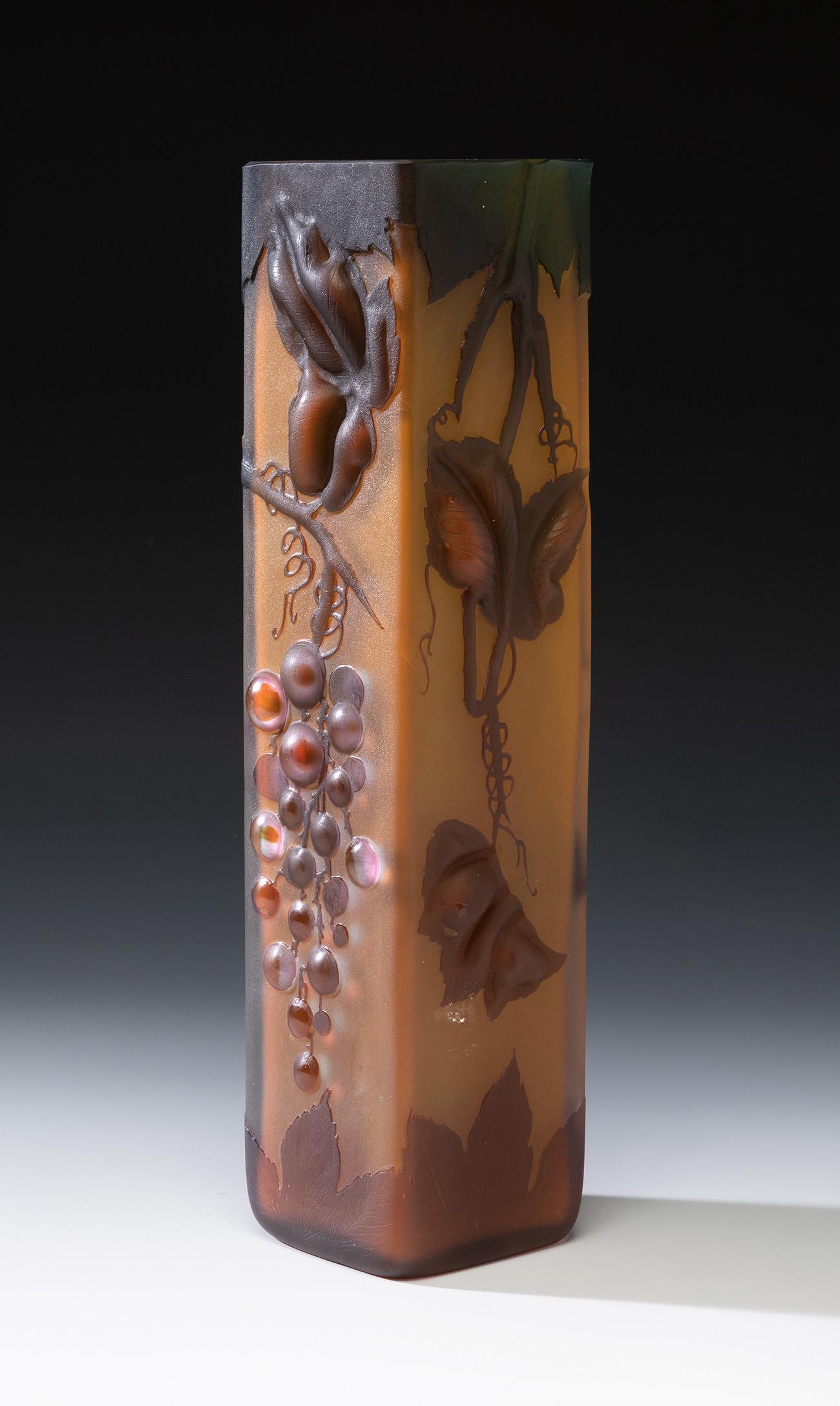 Ã‰MILE GALLÃ‰ (Nancy, France, 1846 - 1904). Art Nouveau vase; France, ca. 1900. Acid-etched cameo (1 of 4)