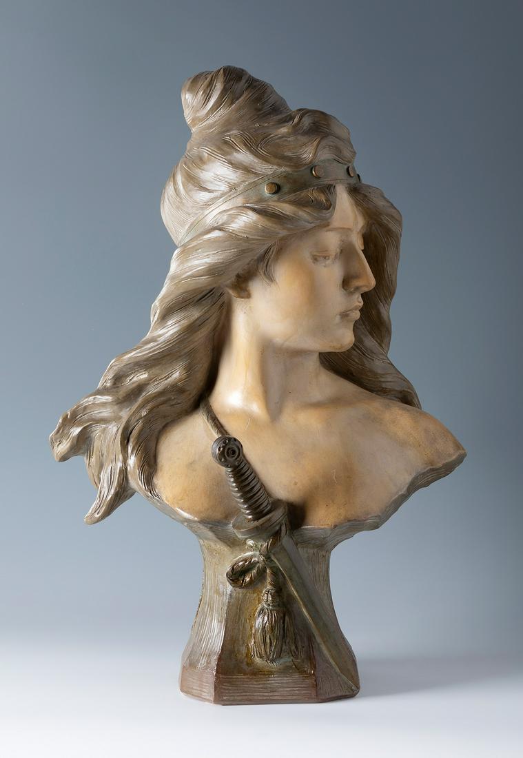 ARISTIDE DE RAINERI (Viareggio 1865 - 1929 ?)  Bust, Art Nouveau, ca. 1905 . Patinated terracotta. (1 of 5)